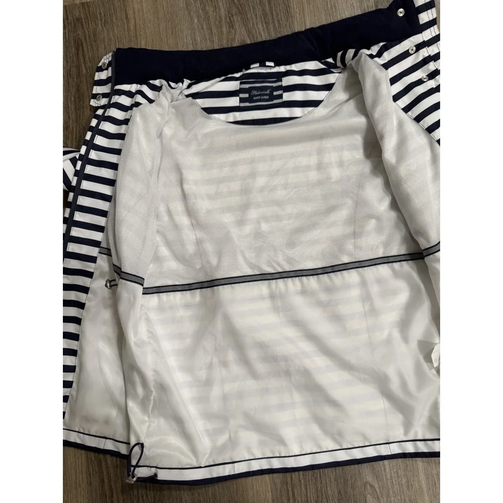 Saint James Mademoiselle Breton stripe Navy Blue‎ rain jacket Women Sz US 8